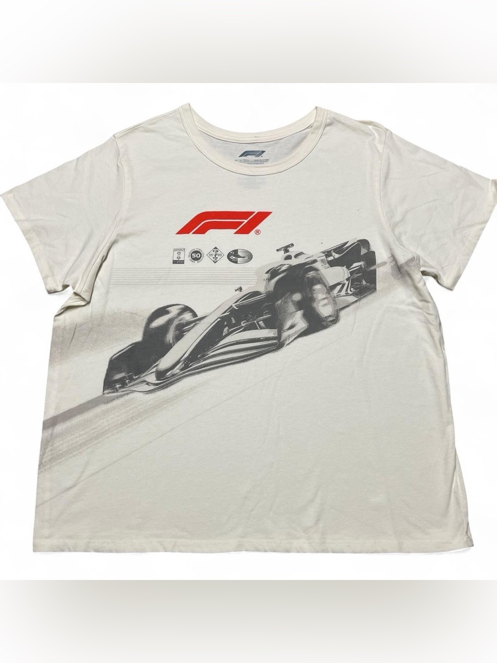 Formula 1 F1 Racing Graphic T-Shirt Ivory Mens XXL Hybrid Apparel Motorsport